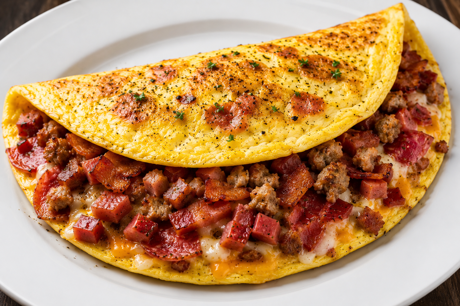 Meat lovers omelette