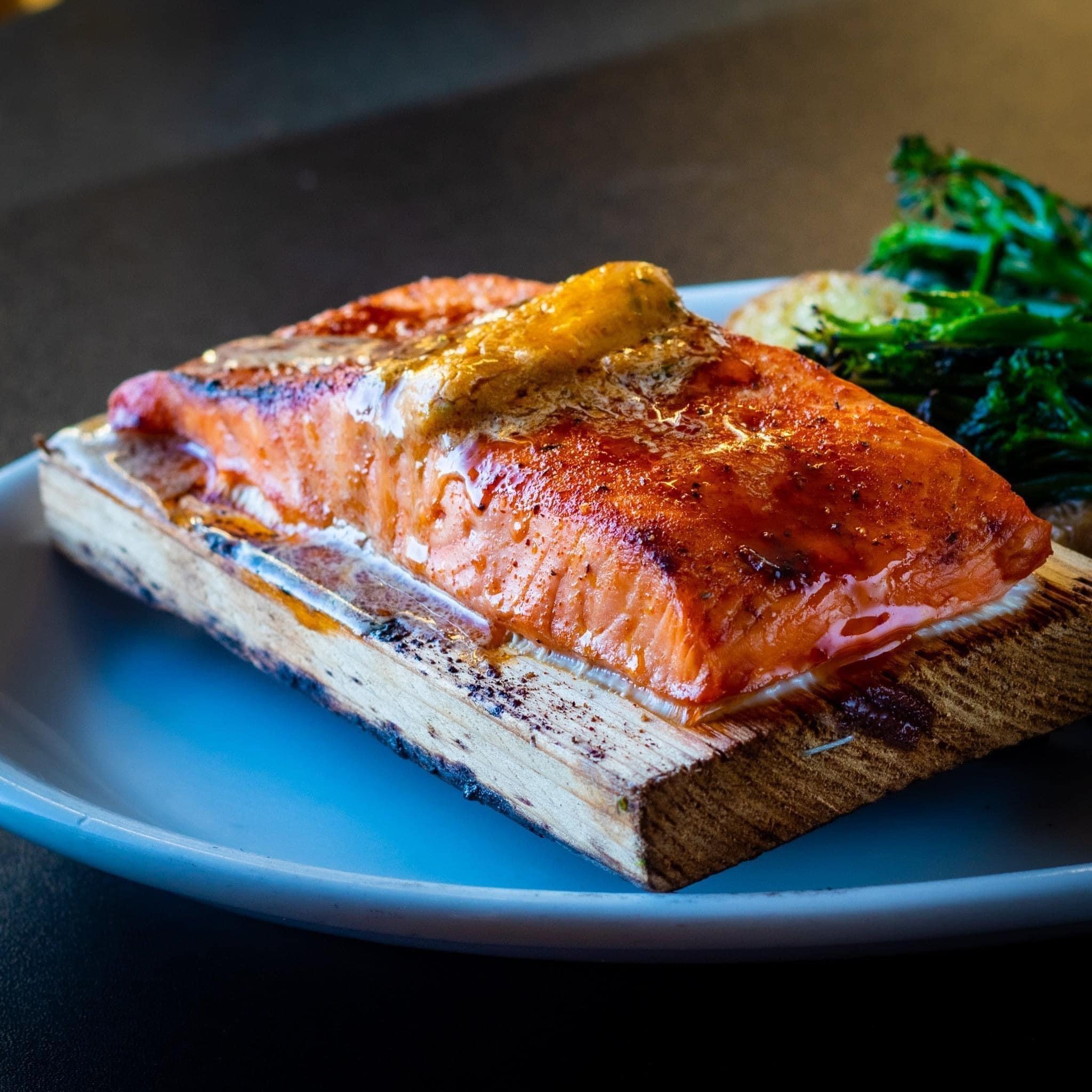 Cedar Plank Salmon Entree.